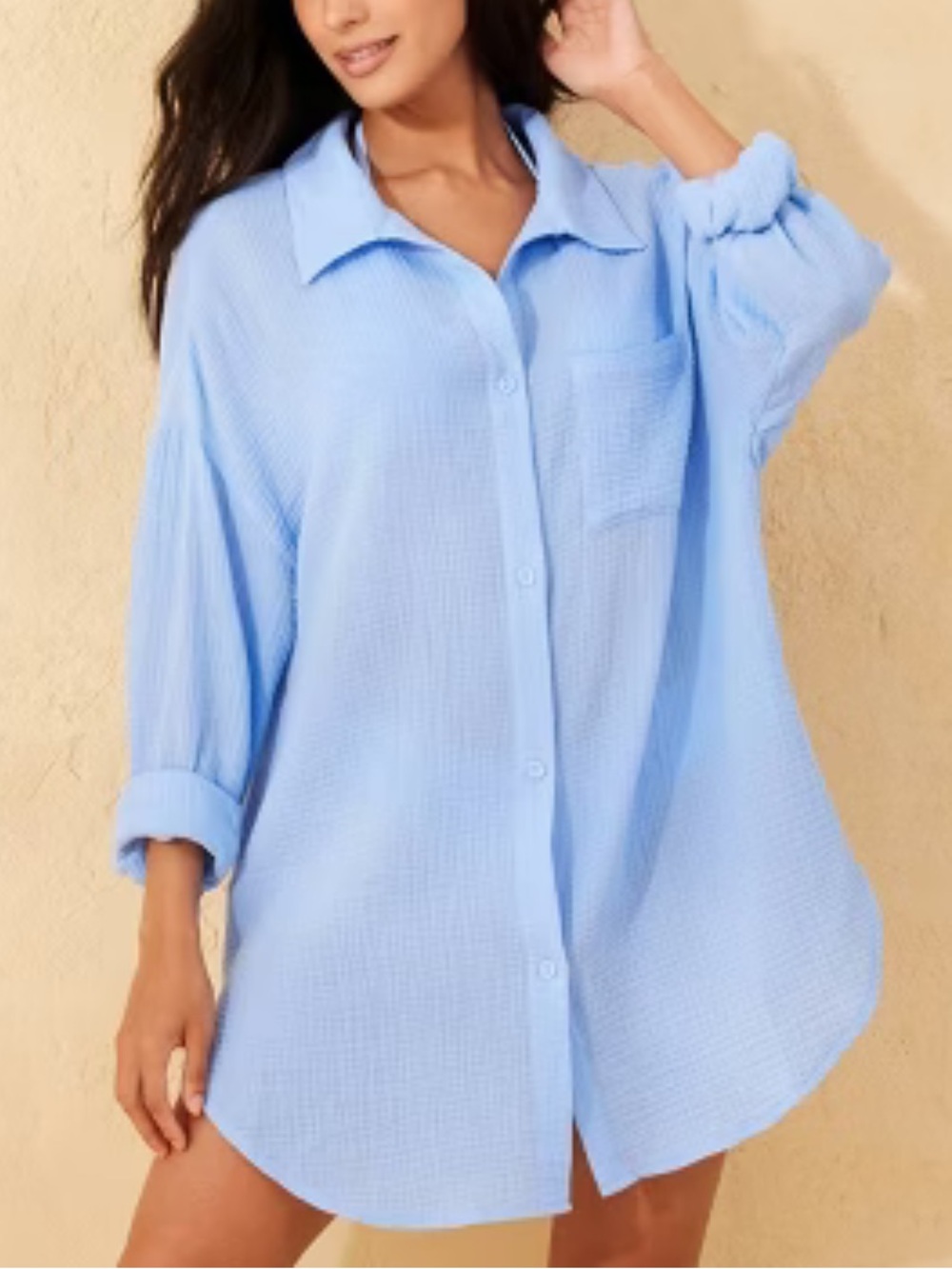 Shade & Shore Women's Gauze Swim Cover Up Shirtdress L Large (12-14) New Nwt